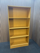 Tall oak laminate slim open bookcase with shelves 183Hx30Dx92W  J3929
