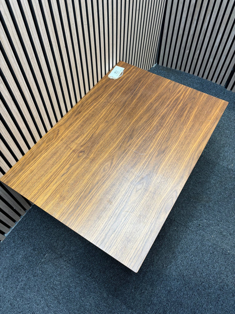 Wood effect square top with chrome quatrefoil base  J3942 - image 3