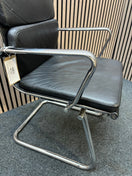 Black leatherette solid chrome framed meeting chair with arms  J3944
