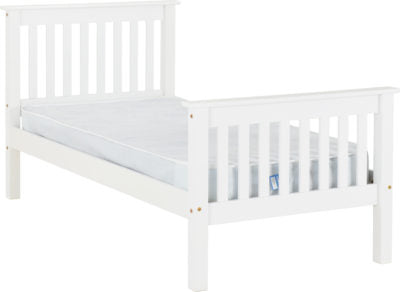 NEW Monaco 3ft pine OR White framed bed - low or high foot end