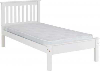 NEW Monaco 3ft pine OR White framed bed - low or high foot end