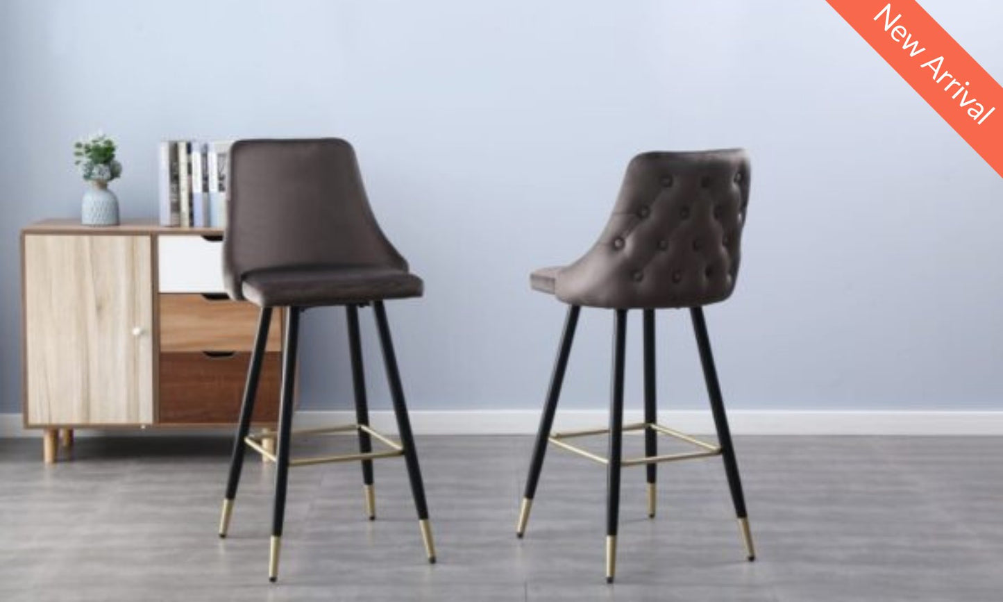 NEW Tuscany tall bar stool cw back (GREY fabric)