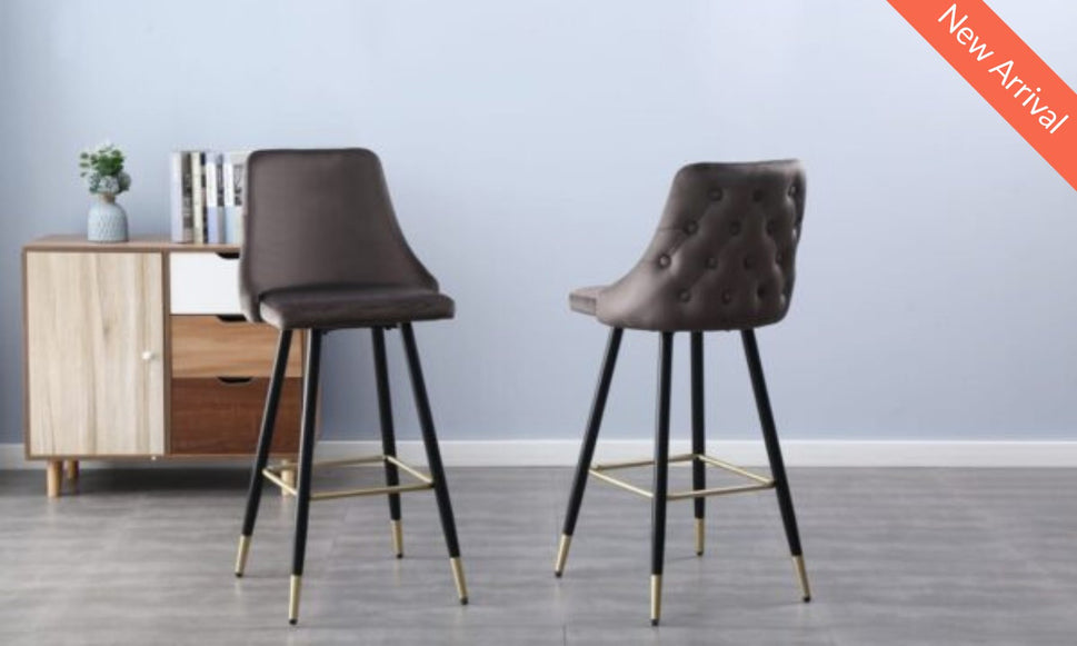 NEW Tuscany tall bar stool cw back (GREY fabric)
