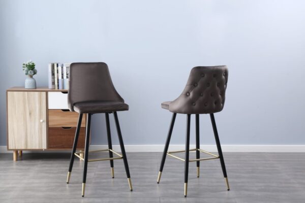 NEW Tuscany tall bar stool cw back (GREY fabric)