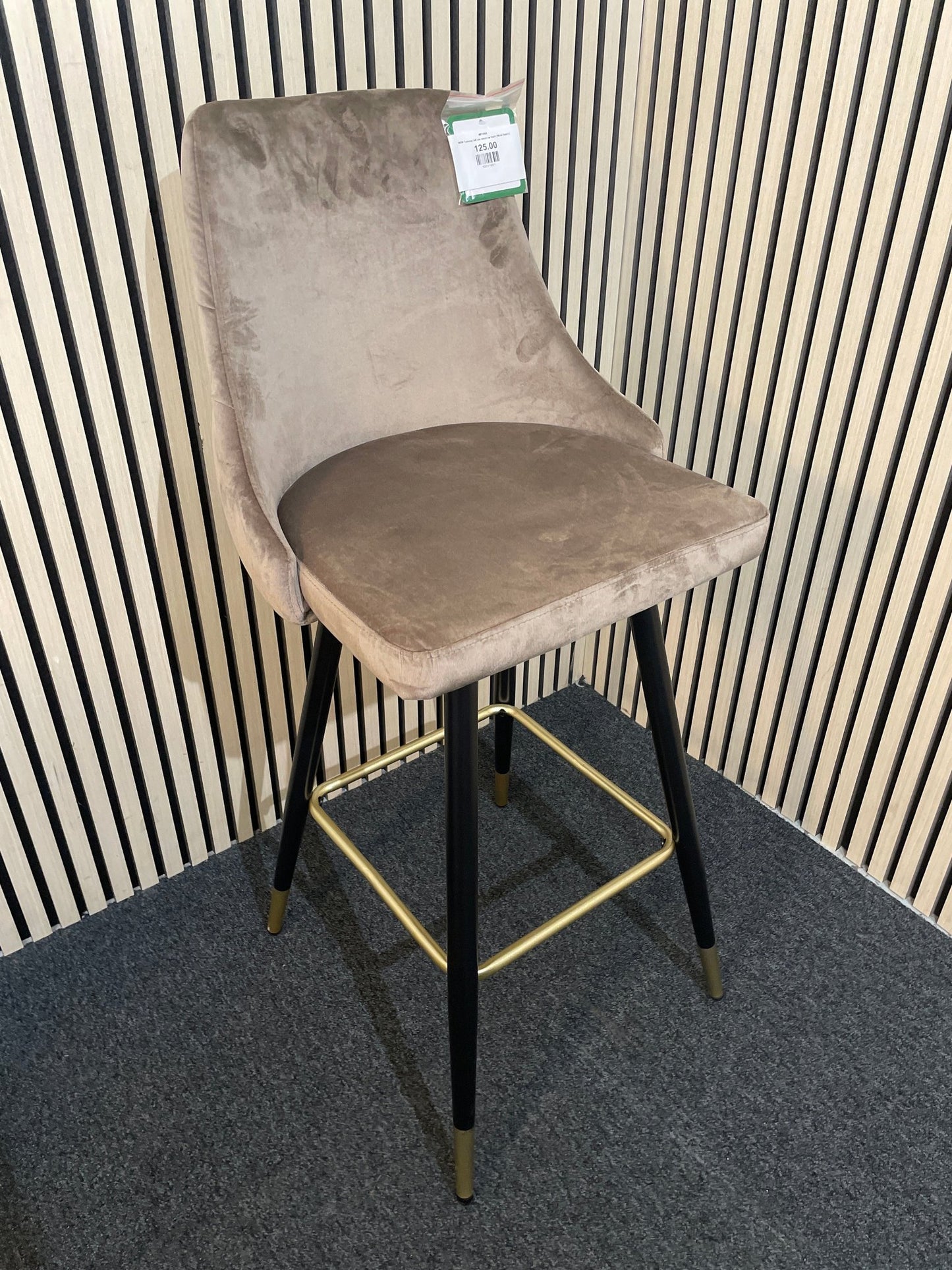 NEW Tuscany tall bar stool cw back (GREY fabric)