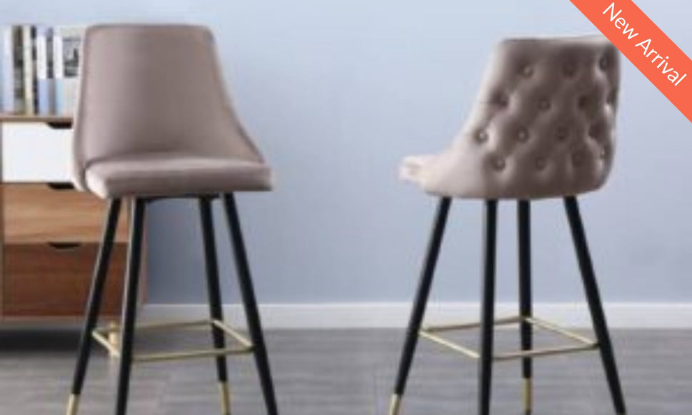 NEW Tuscany tall bar stool cw back (MINK fabric)