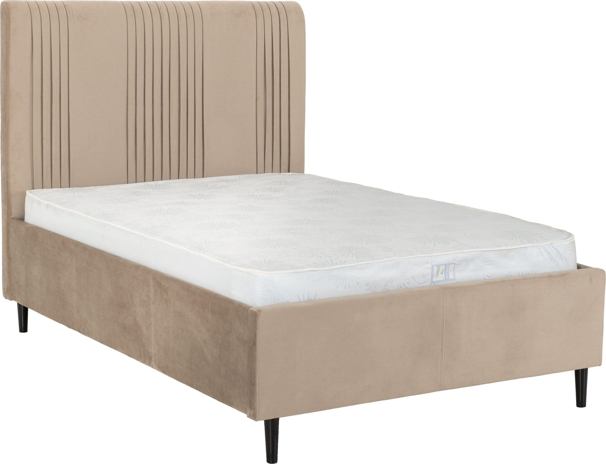 NEW 4ft 6 Maine bed frame in taupe velvet fabric 1435Wx2070Dx1380H Assembled sizes