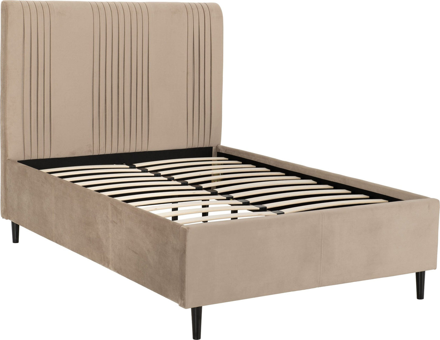 NEW 4ft 6 Maine bed frame in taupe velvet fabric 1435Wx2070Dx1380H Assembled sizes