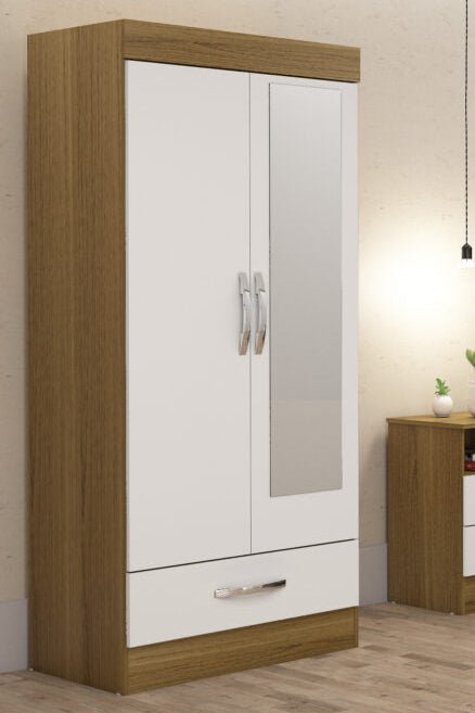 NEW Navara 2 door, 1 drawer oak laminate wardrobe. (sold as flatpack, €50 extra for assembly) (H 182 x W 78 x D 52 cm)