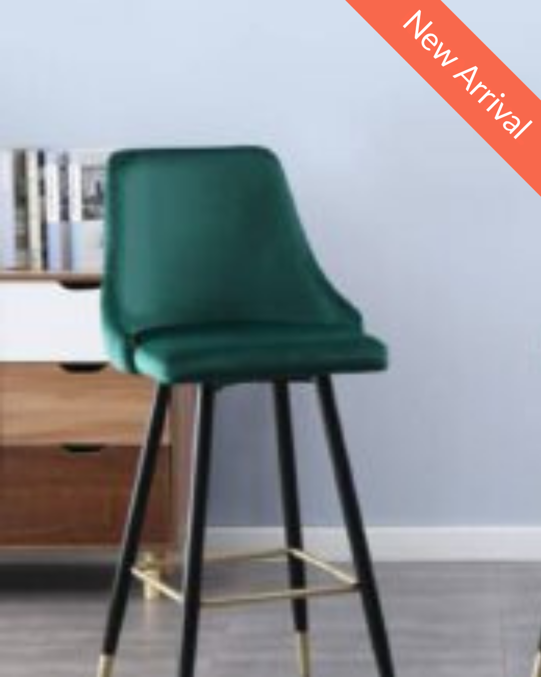 NEW Tuscany tall bar stool cw back (GREEN fabric)