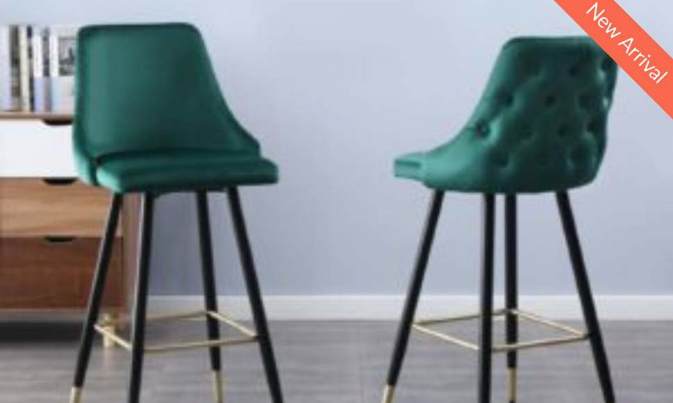 NEW Tuscany tall bar stool cw back (GREEN fabric)