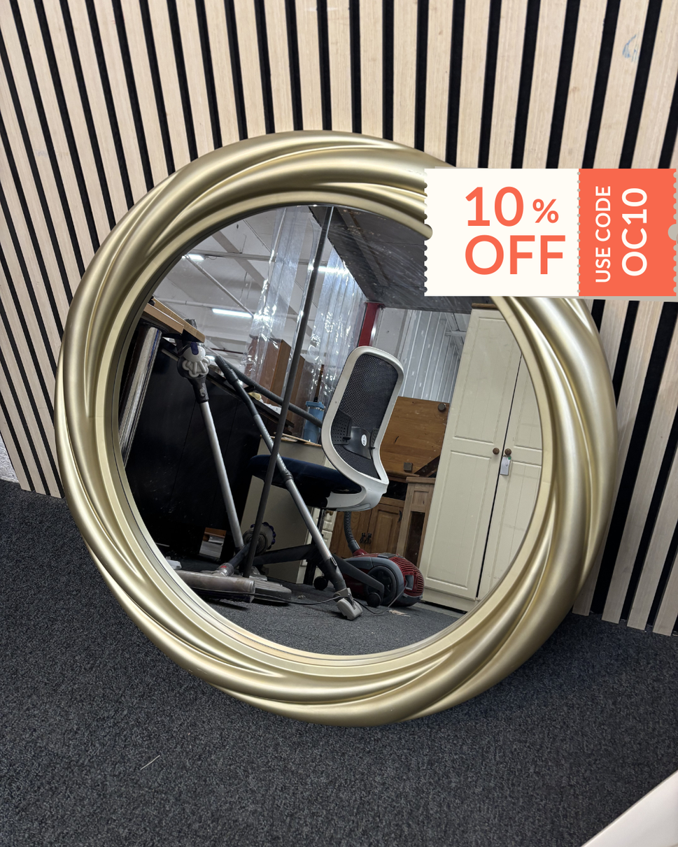 Circular gold effect framed mirror 3126