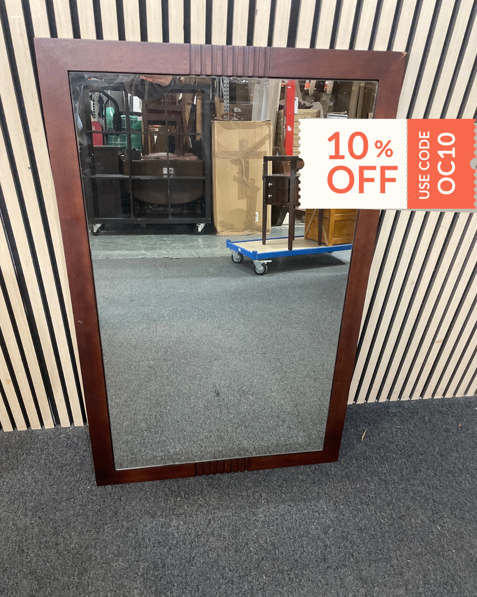 Large solid dark wood framed mirror (70 x 110 cm) 3126