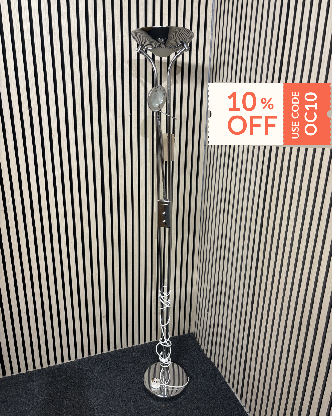 Tall chrome framed standard uplighter 3126