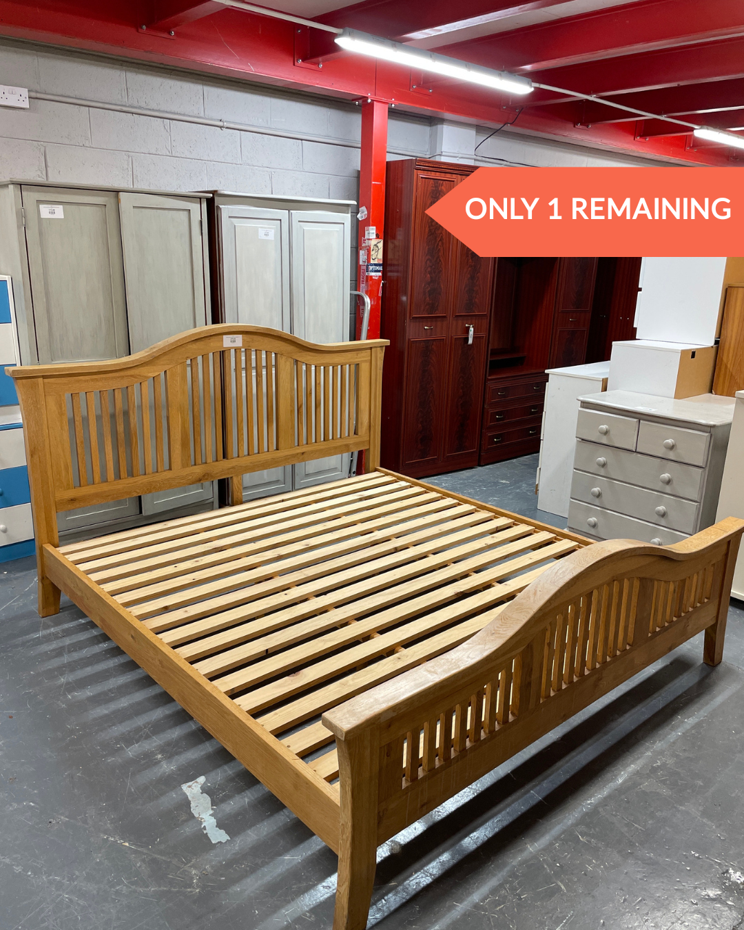 Solid Oak 6ft slatted back bed frame  (SUPERKING)  3126