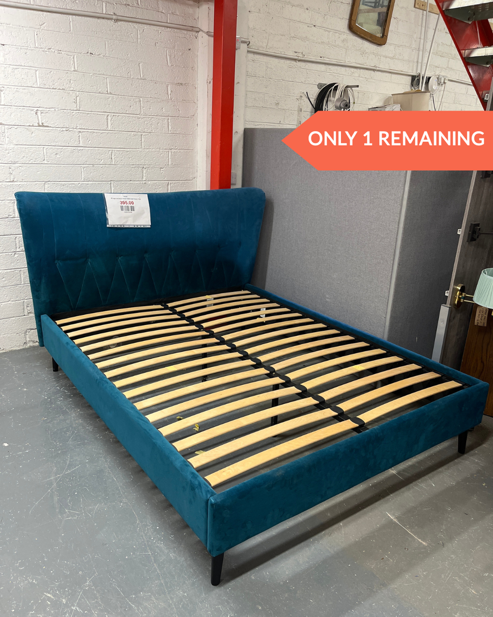 5ft high end blue velour fabric bed frame
WAS €375