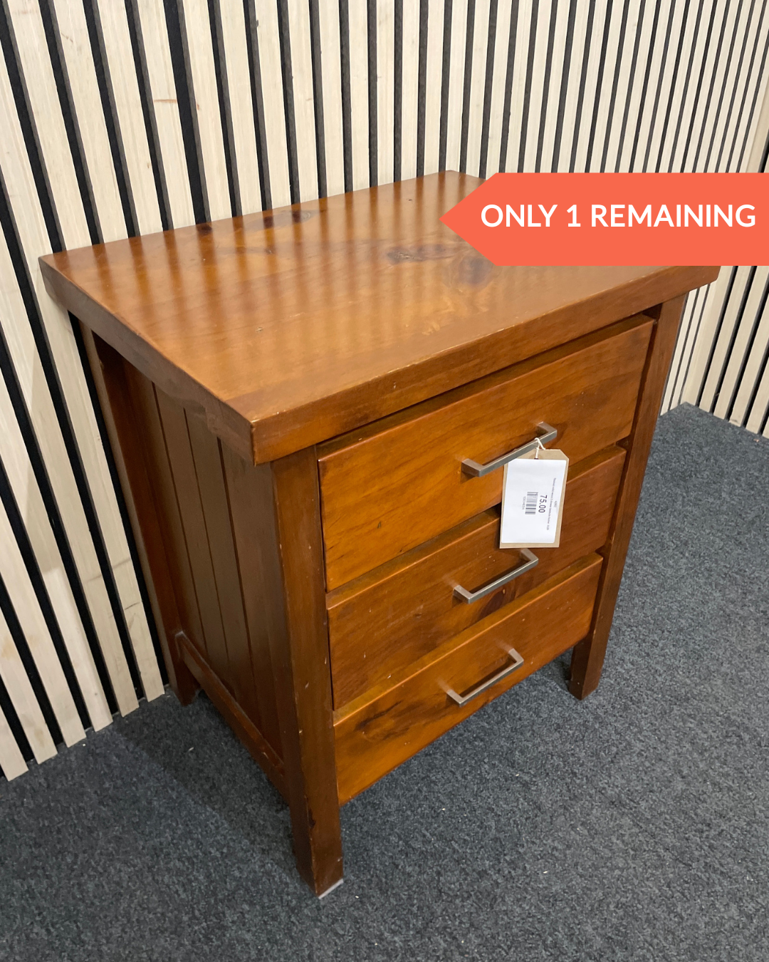 Stained solid wood 2 drawer bedside locker  3126