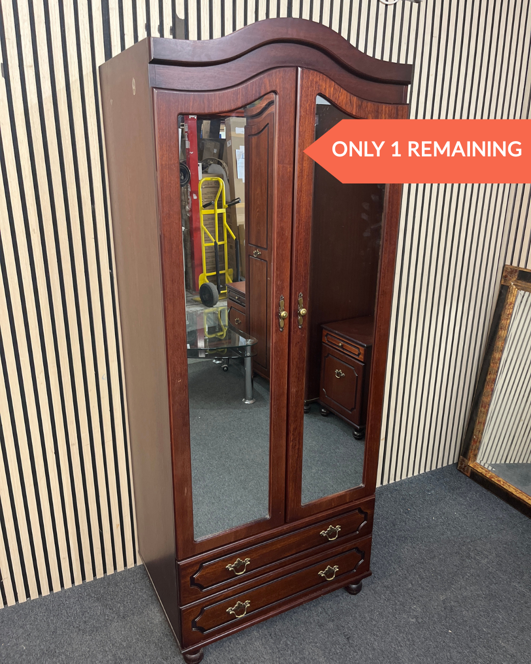 Tall rossmore mahogany 2 door mirrored wardrobe (H 190 x W 74 x D 52 cm) 3126