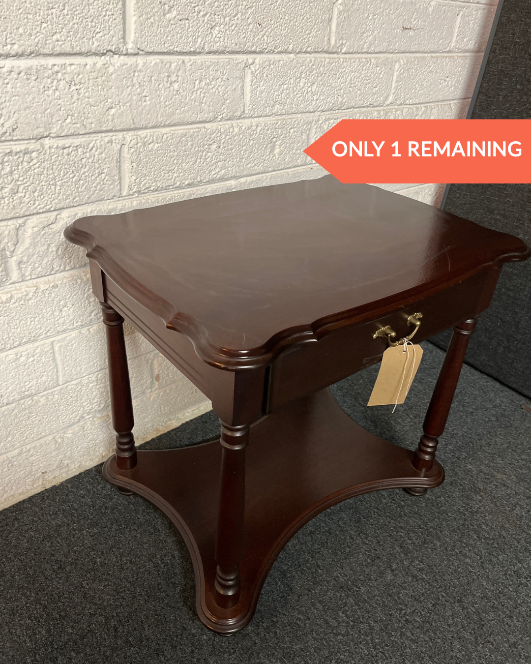 Rossmore mahogany 1 drawer bedside table (H 61 x W 64 x D 48 cm) 2225