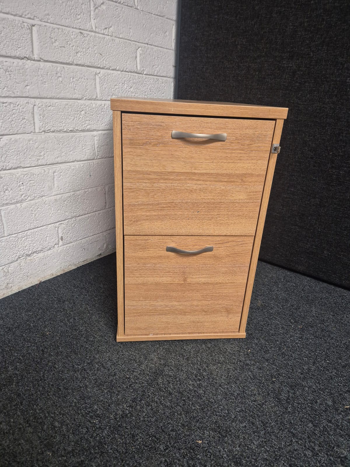 SECONDHAND 2 drawer oak filing cabinet (H 720 x W 420 x D 60 mm) 3125
