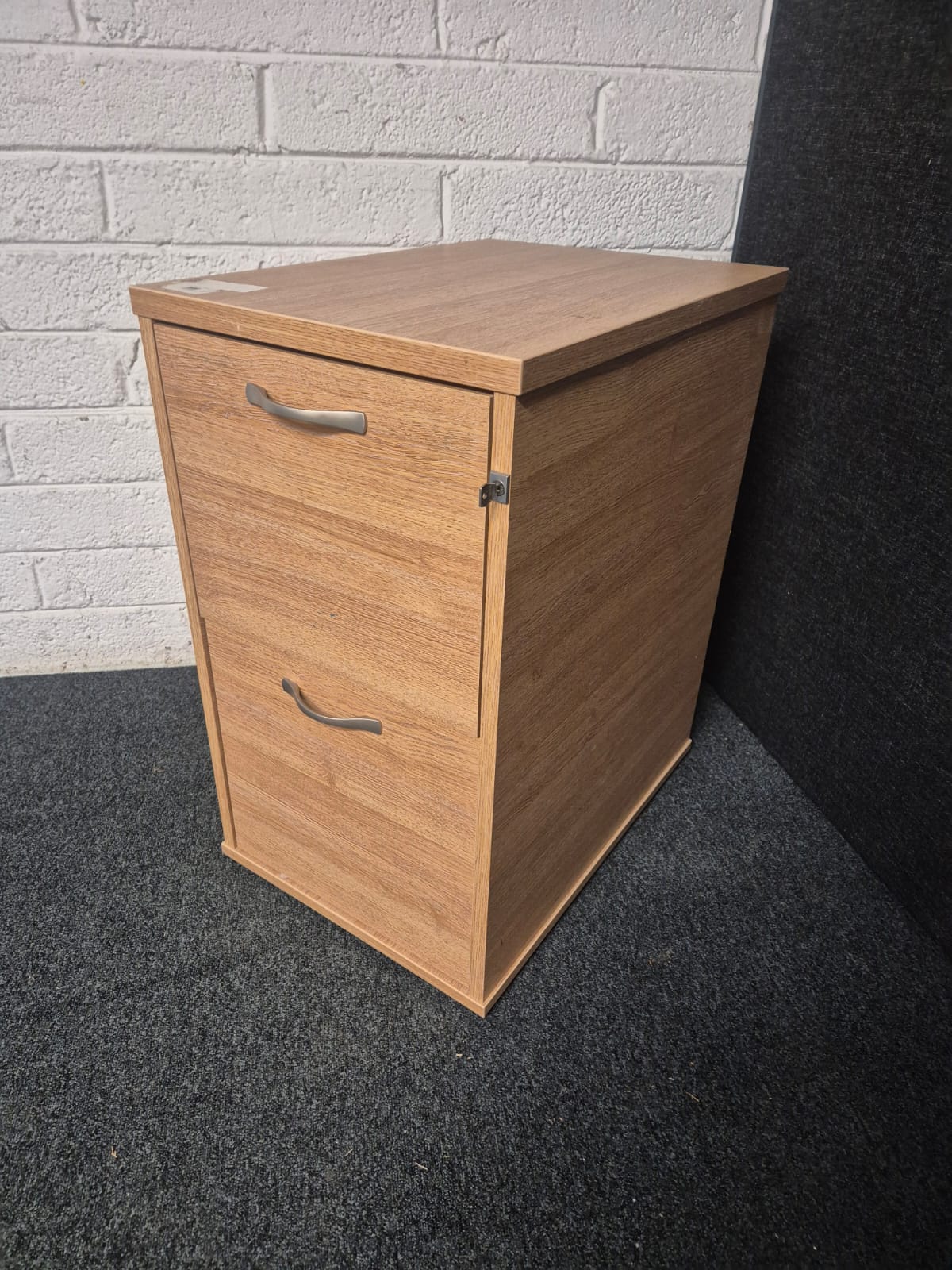 SECONDHAND 2 drawer oak filing cabinet (H 720 x W 420 x D 60 mm) 3125