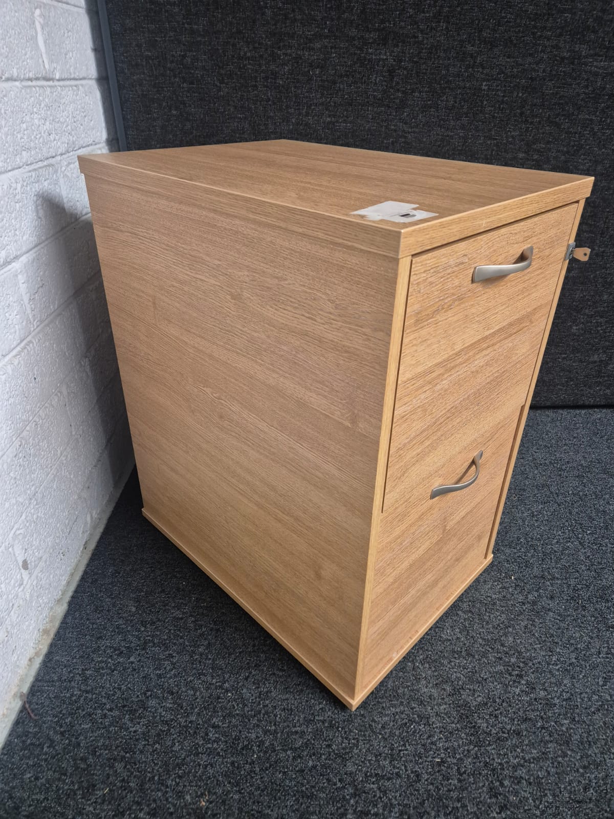 SECONDHAND 2 drawer oak filing cabinet (H 720 x W 420 x D 60 mm) 3125