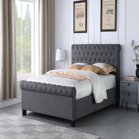 NEW 4ft 6 PARIS GAS LIFT bed frame in GREY fabric