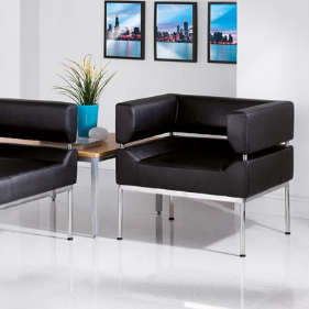 Benotto reception 2 seater chair 1270mm wide - black faux leather