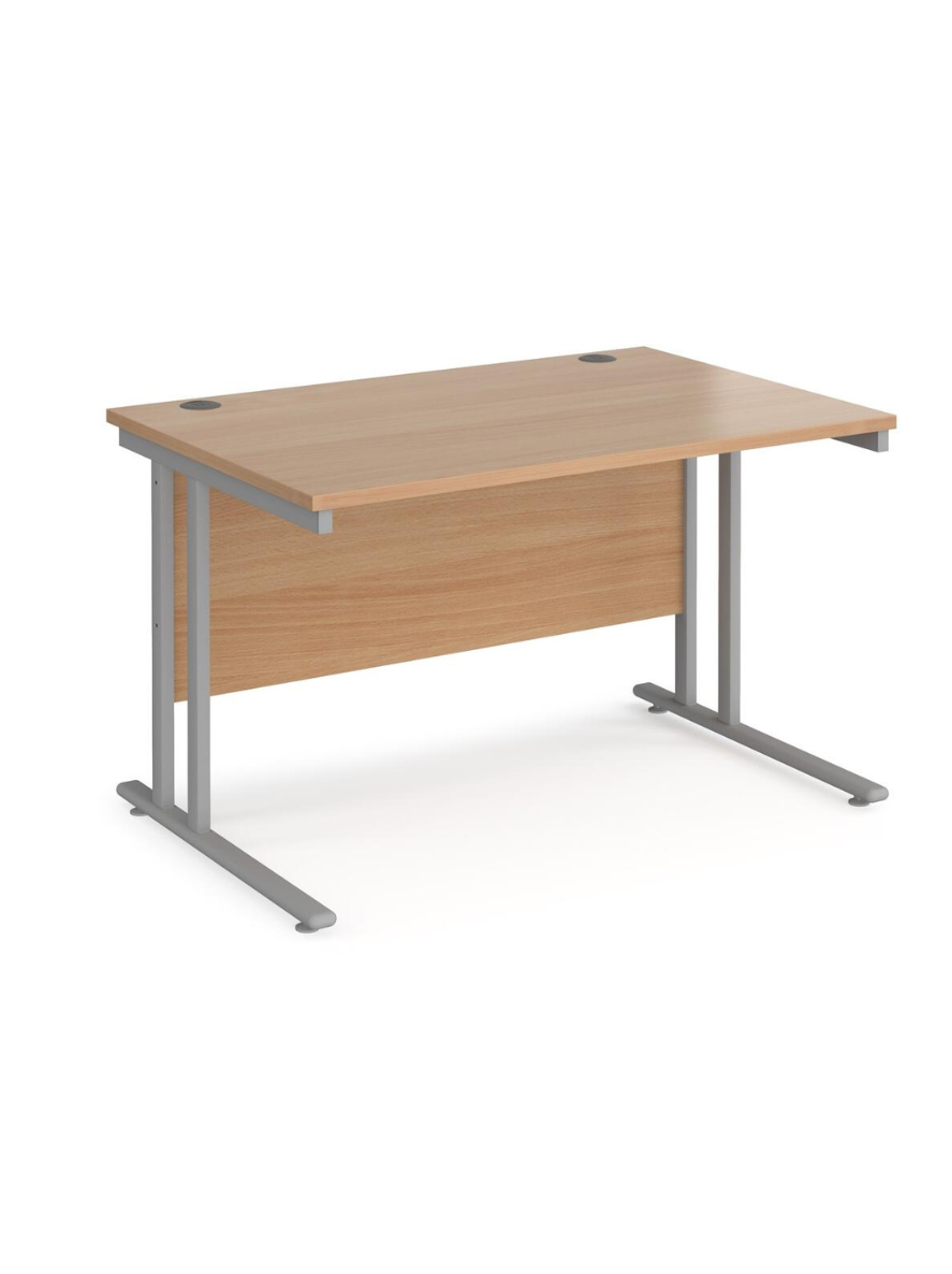 BRAND NEW BEECH 1200*800 cantilever desk with silver legs and matching  modesty panel 201224