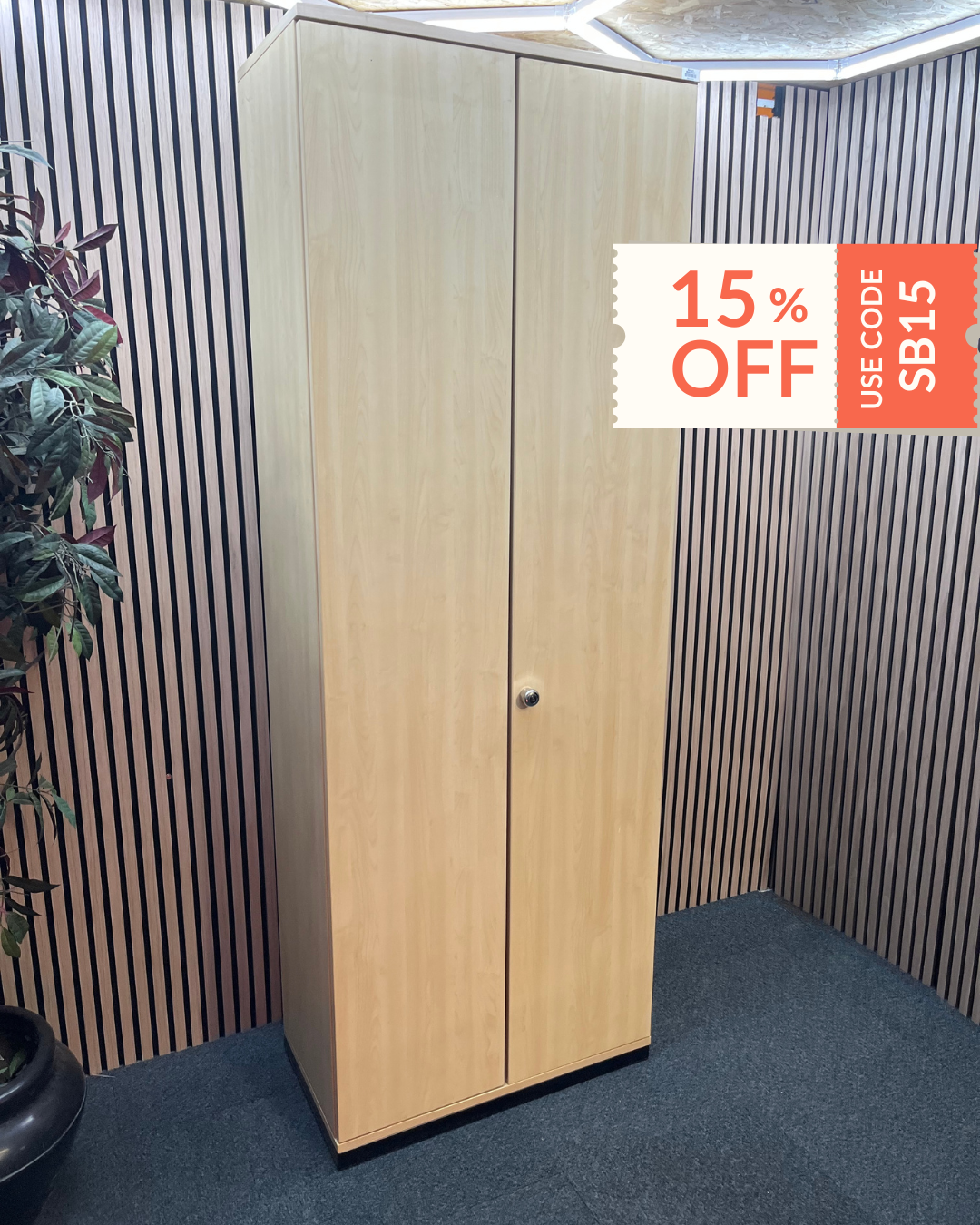 Tall Maple two door unit storage unit (H 223 x W 77 x D 44 cm)