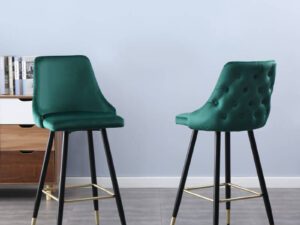 NEW Tuscany tall bar stool cw back (GREEN fabric)