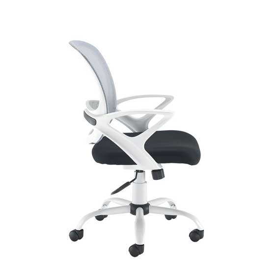 Tyler mesh back operator chair  with white frame and fixed arms