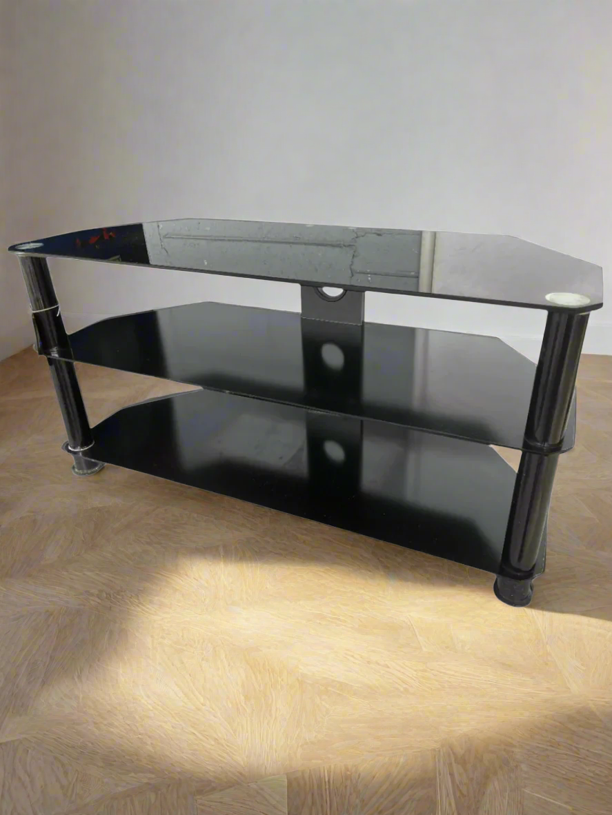 Black glass tiered TV unit  2125