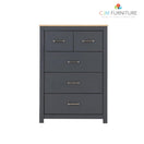 NEW Portland 3+2 Drawer Chest - grey/oak effect EUR 175.00 Flatpack or EUR 220.00 Assembled