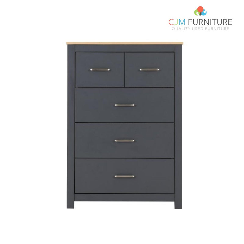 NEW Portland 3+2 Drawer Chest - grey/oak effect EUR 175.00 Flatpack or EUR 220.00 Assembled