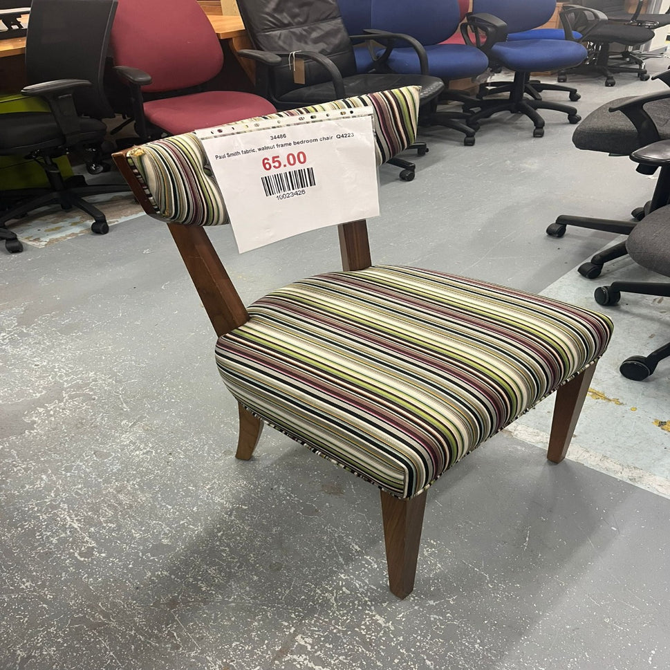 Paul Smith fabric, walnut frame bedroom chair  Q4223