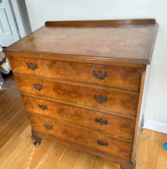 Tall dark wood 4 drawer chest, Antique style