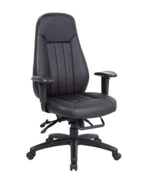 Zeus high back 24hr task chair - black faux leather