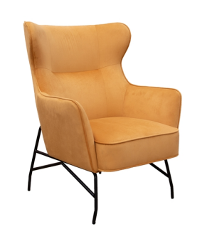 NEW Alpha black wire metal framed modern lounge chair in MUSTARD velvet fabric. PRICE INC VAT. AVALABLE TO ORDER IN BLUE FABRIC ALSO