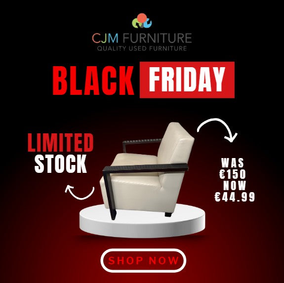 Solid wood stained frame RECEPTION lounge chair with cream leather finish