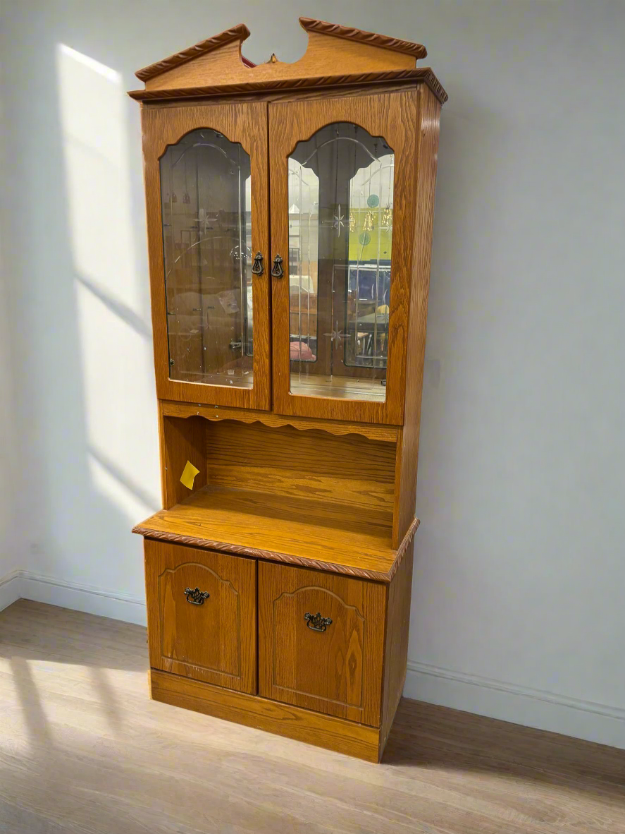 Oak display unit with glass doors H 2000 x W 800 x D 430 mm  3125