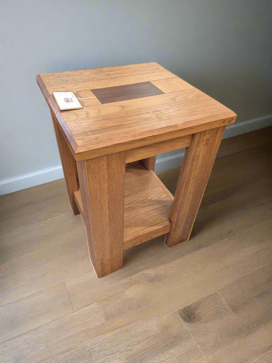 Solid oak occasional tall square table