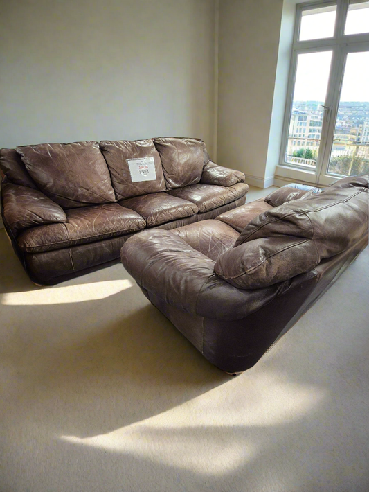 3+2 brown leather suite  (3 seater width 2250 mm) (2 seater width 1800 mm) 2125