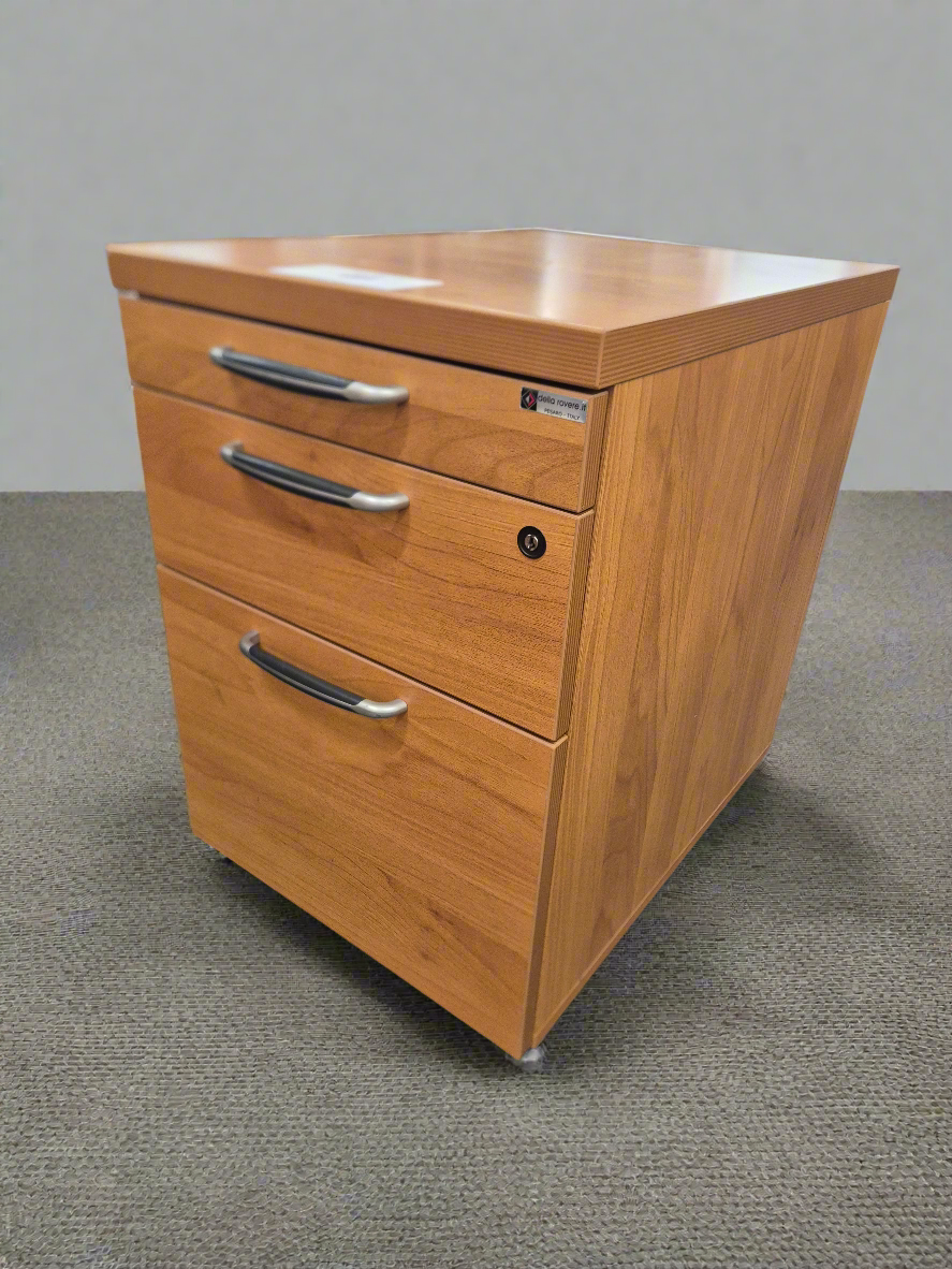 Cherry under desk mobile pedestal