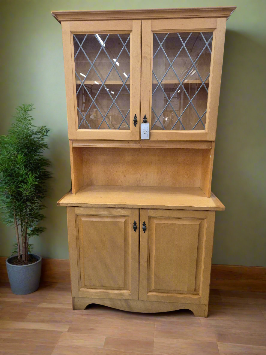 Tall beech 2 glass door 2 base door display unit  2125