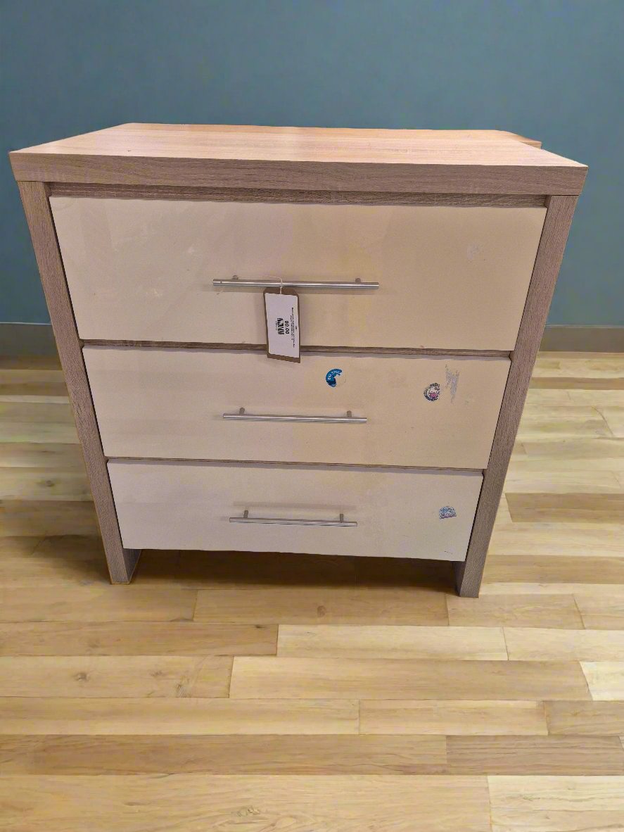 Maple laminate chest of drawers with 3 white gloss drawers H 860 W 800 D400 2125