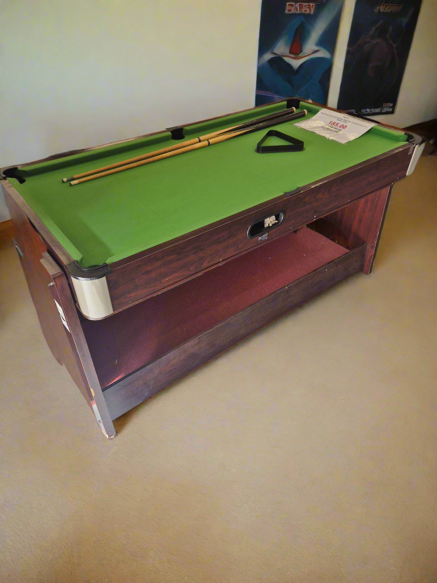 Small dual pool and hockey table with accessories on a frame  2125