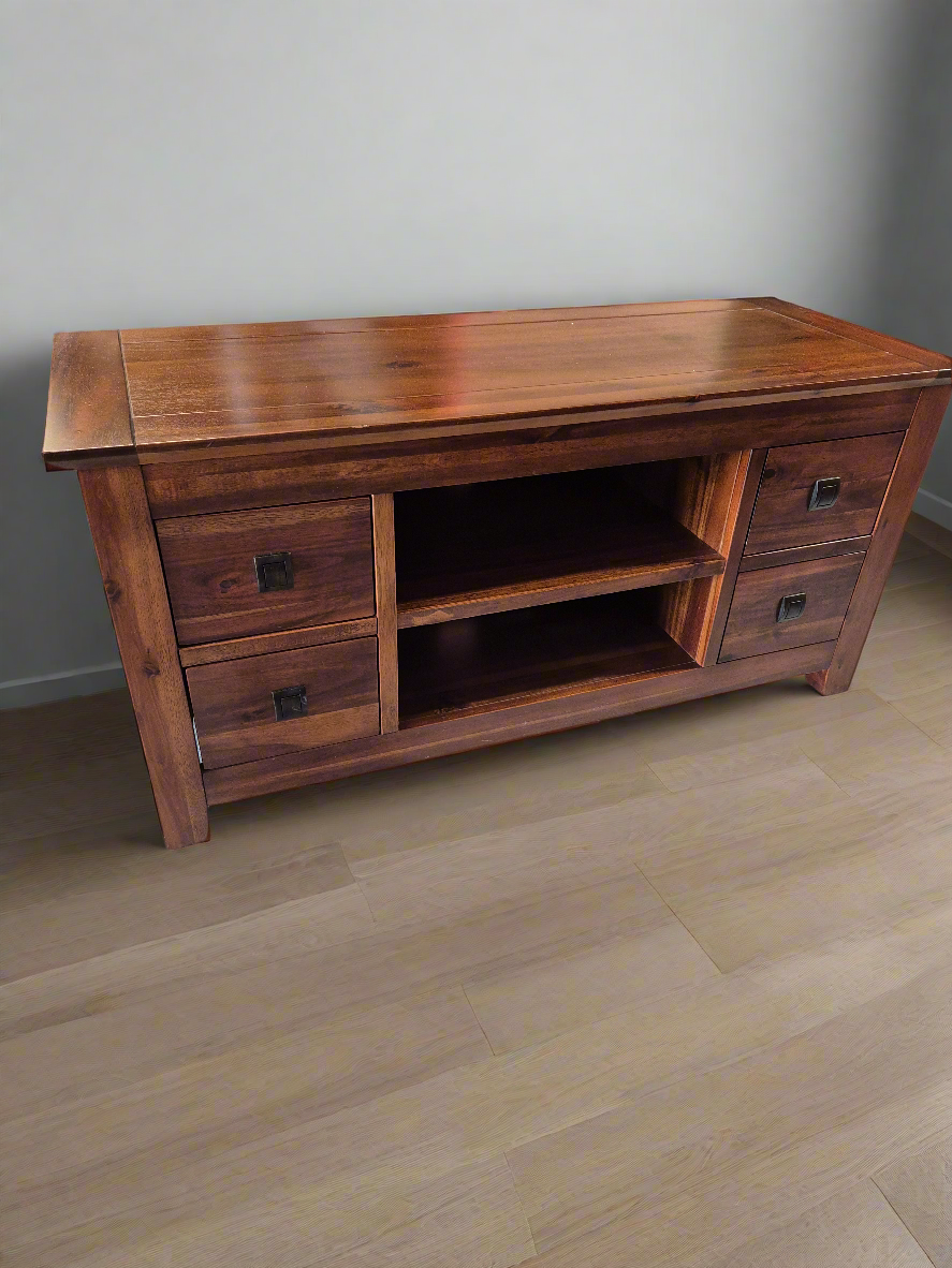 Low solid dark wood TV unit 3125