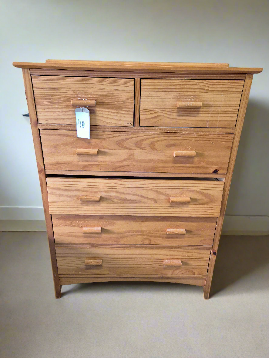 Tall solid pine 4+2 chest of drawers 