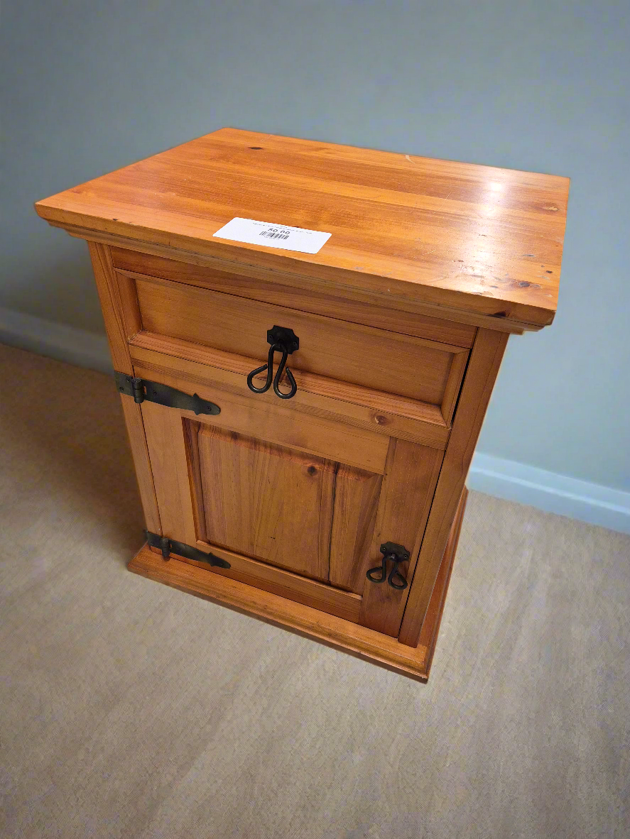 Solid pine 1 door 1 drawer bedside locker  2125